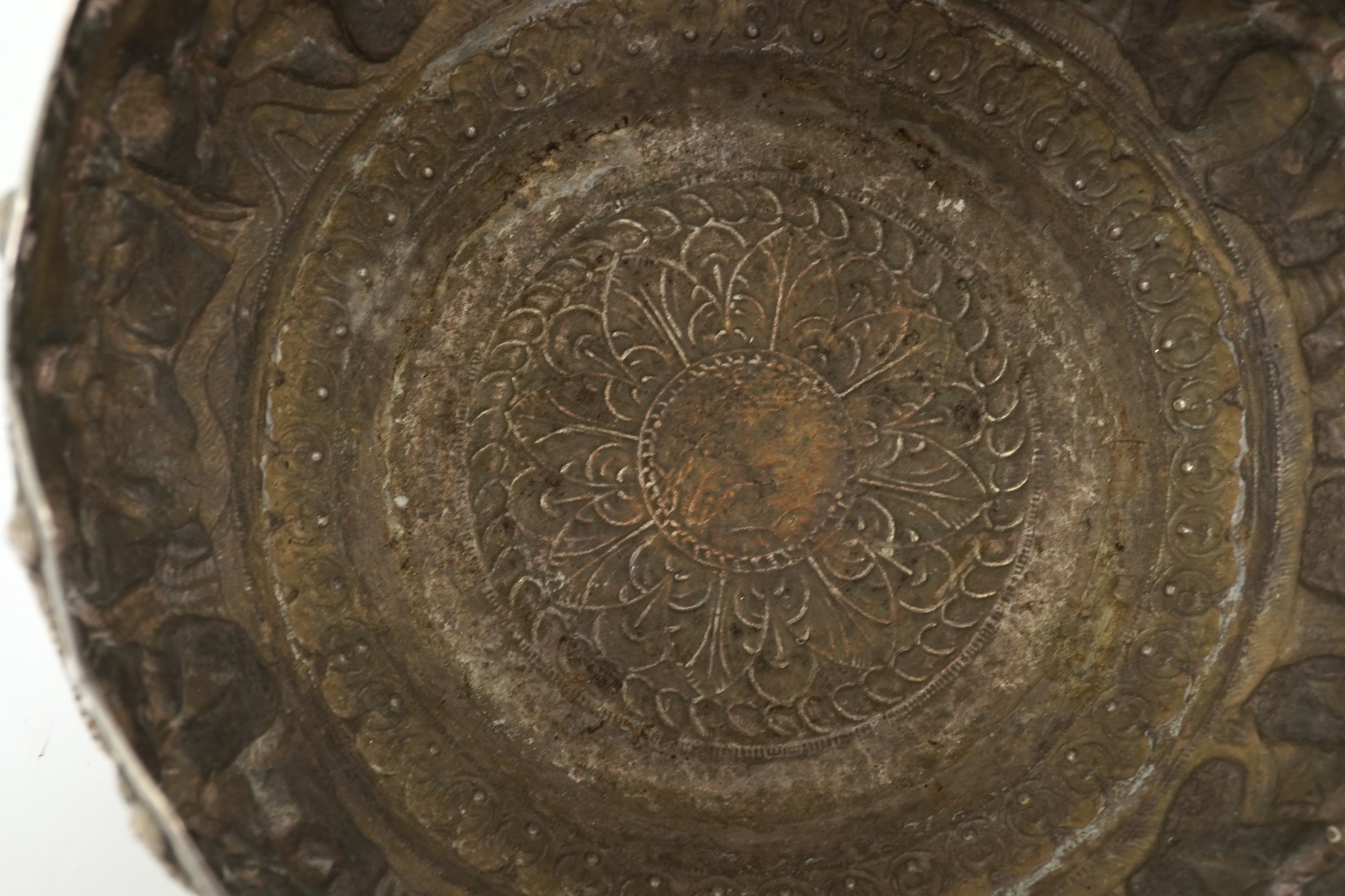 An early 20th century Burmese silver circular bowl